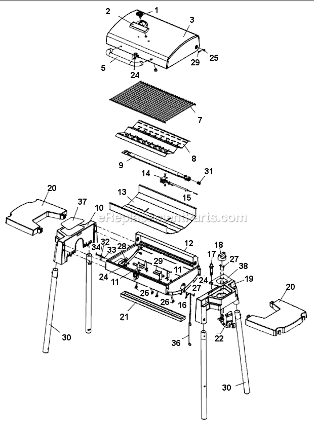Page A Diagram and Parts List for 8003-24  Broil King Grill